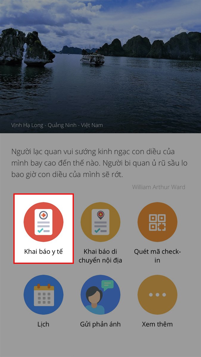 Mở ứng dụng Bluezone, chọn Khai báo y tế Mở ứng dụng Bluezone, chọn Khai báo y tế