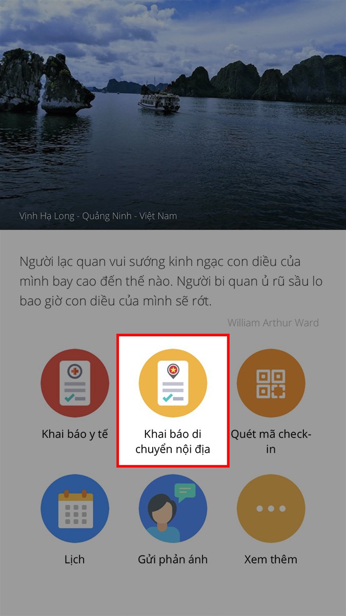 Mở ứng dụng Bluezone, chọn Khai báo di chuyển nội địa Mở ứng dụng Bluezone, chọn Khai báo di chuyển nội địa