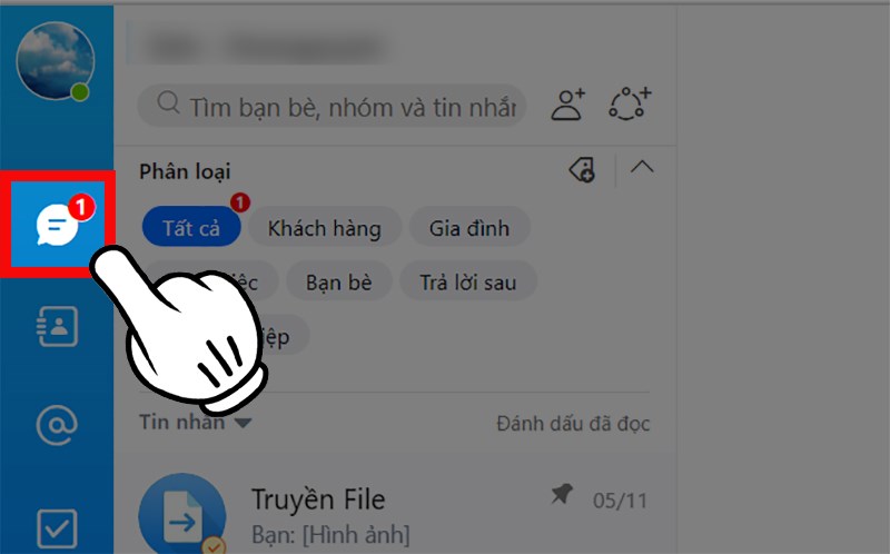 Truy cập vào Zalo > Nhấn vào mục trò chuyện Truy cập vào Zalo > Nhấn vào mục trò chuyện