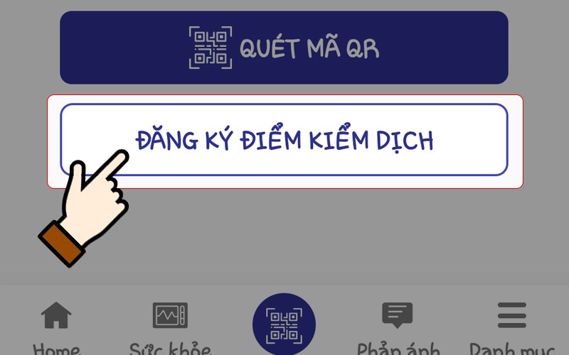 Chọn mục Đăng ký điểm kiểm dịch Chọn mục Đăng ký điểm kiểm dịch