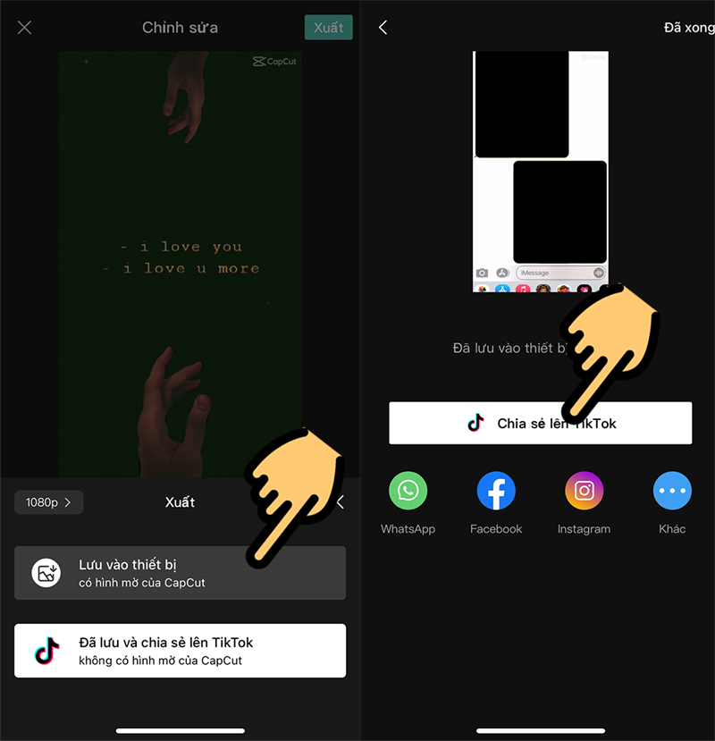 Chọn Lưu vào thiết bị hoặc Chia sẻ ngay lên TikTok Chọn Lưu vào thiết bị hoặc Chia sẻ ngay lên TikTok
