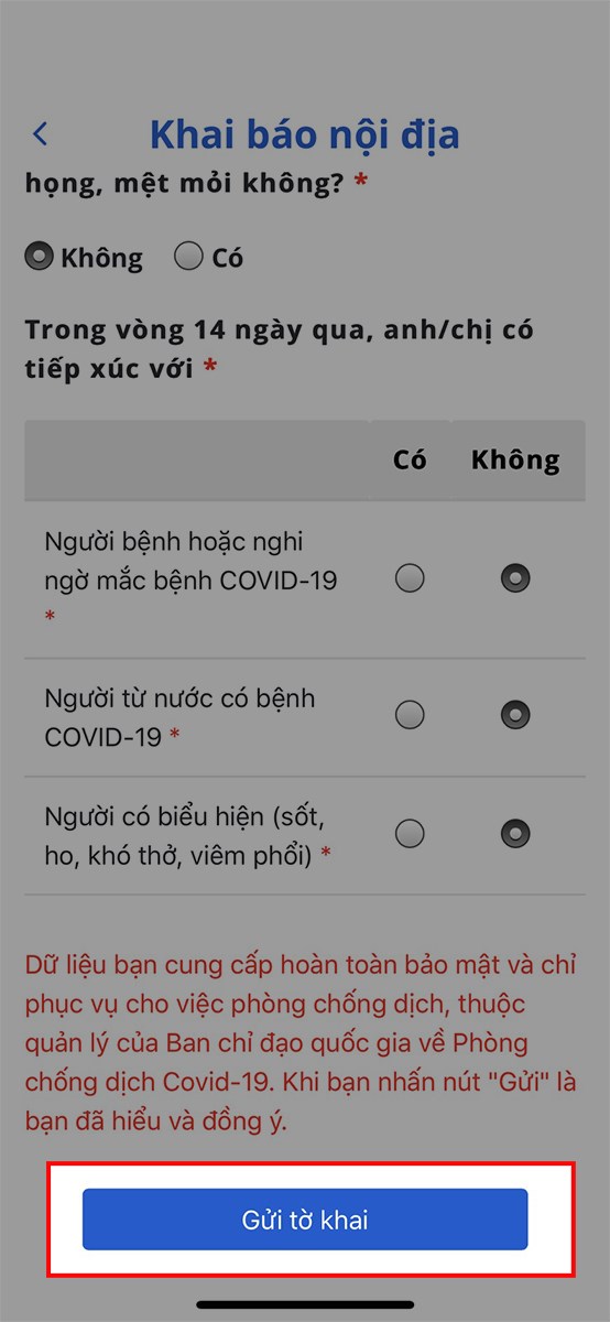Sau khi đã điền xong các thông tin > Chọn Gửi tờ khai Sau khi đã điền xong các thông tin > Chọn Gửi tờ khai