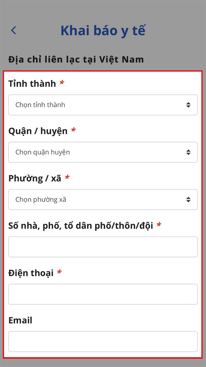 Điền địa chỉ liên lạc tại Việt Nam Điền địa chỉ liên lạc tại Việt Nam