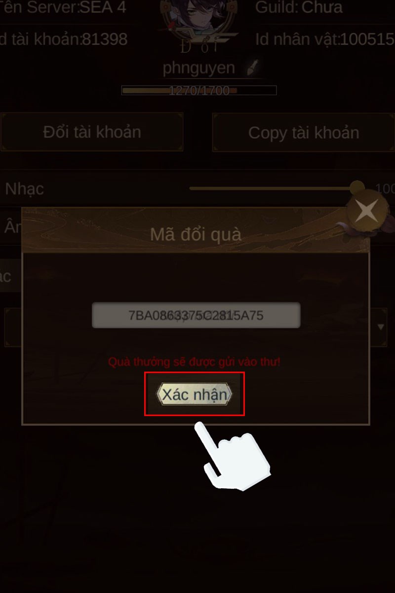 Nhấn Xác nhận Nhấn Xác nhận