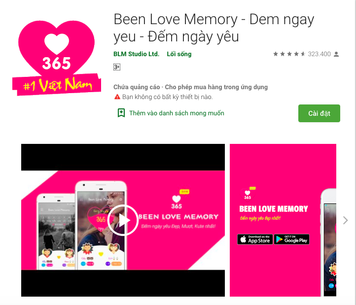 Ứng dụng Been Love Memory Ứng dụng Been Love Memory
