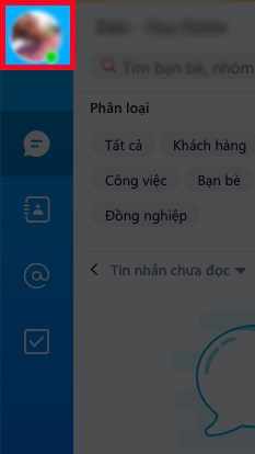 Chọn vào ảnh đại diện ở góc trên bên trái màn hình Chọn vào ảnh đại diện ở góc trên bên trái màn hình