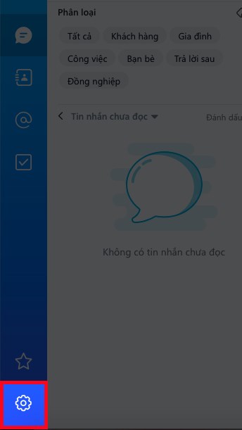 Chọn biểu tưởng bánh răng ở dưới góc trái màn hình Chọn biểu tưởng bánh răng ở dưới góc trái màn hình