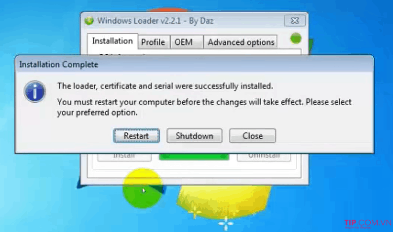 Cách active win 7 bằng Windows Loader 2.2.2