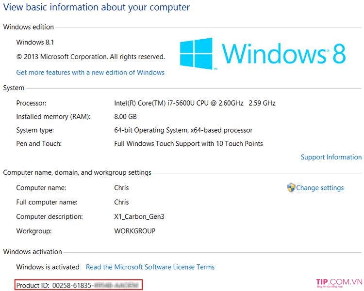 Key Win 8 / Win 8.1 - Key windows 8/8.1 cài đặt và Active bản quyền vĩnh viễn