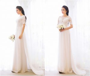 Áo dài cưới không cổ