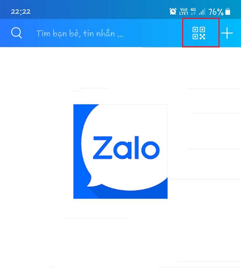Chọn nút quét mã QR trong ứng dụng Zalo Chọn nút quét mã QR trong ứng dụng Zalo