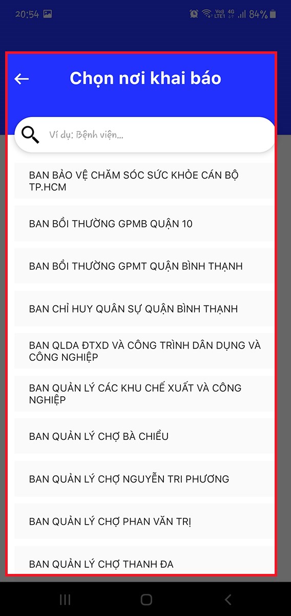 Chọn nơi khai báo Chọn nơi khai báo