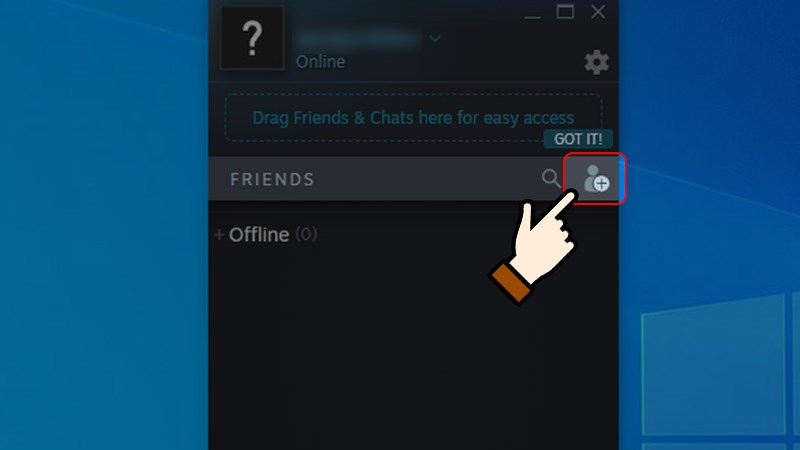 Nhấn chọn biểu tượng thêm bạn trên cửa sổ Friends List Nhấn chọn biểu tượng thêm bạn trên cửa sổ Friends List
