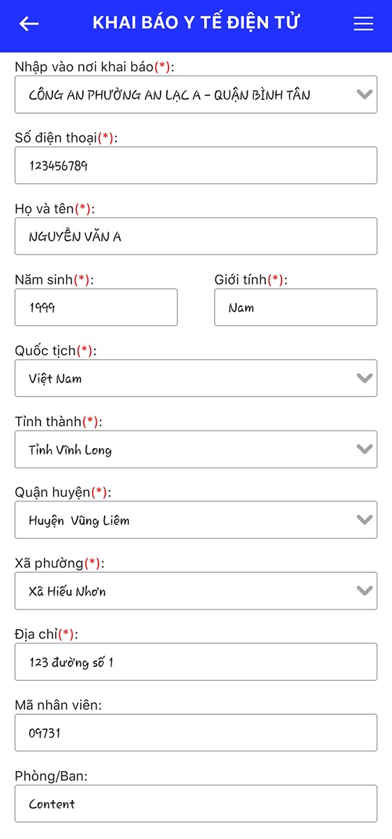 Nhập các thông tin cơ bản Nhập các thông tin cơ bản