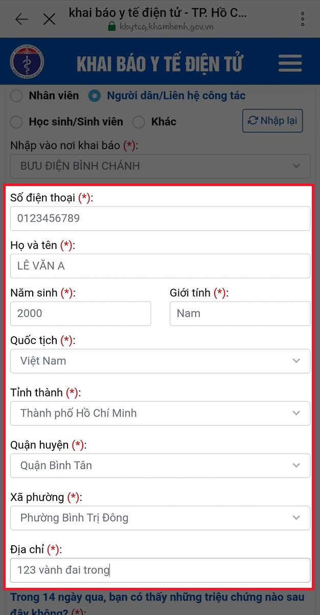 Nhập các thông tin cơ bản Nhập các thông tin cơ bản
