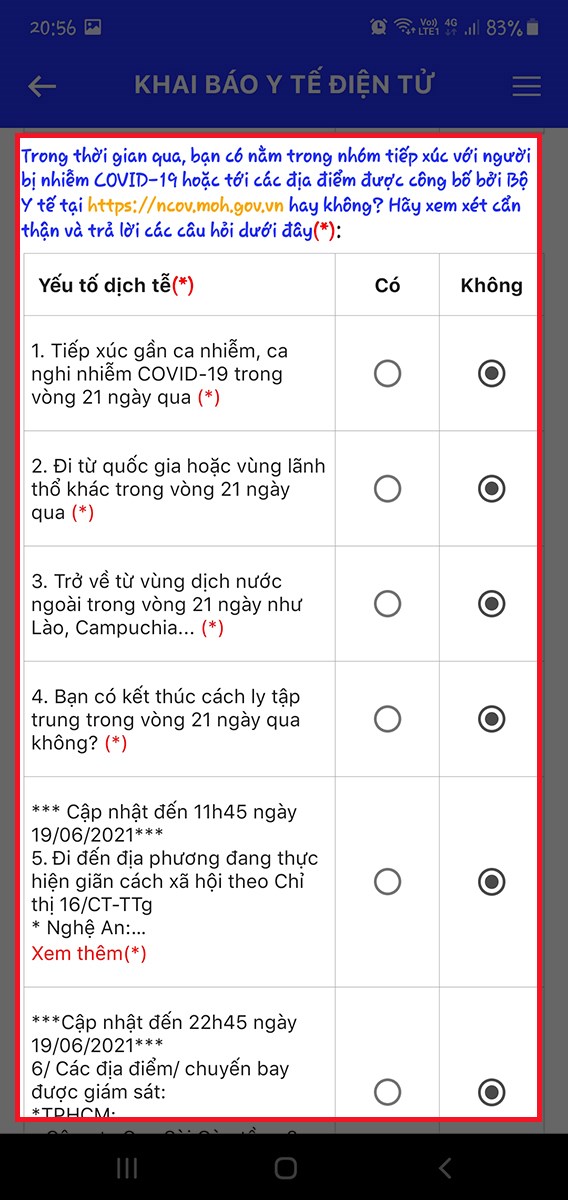 khai báo các nơi mình đã từng đi khai báo các nơi mình đã từng đi
