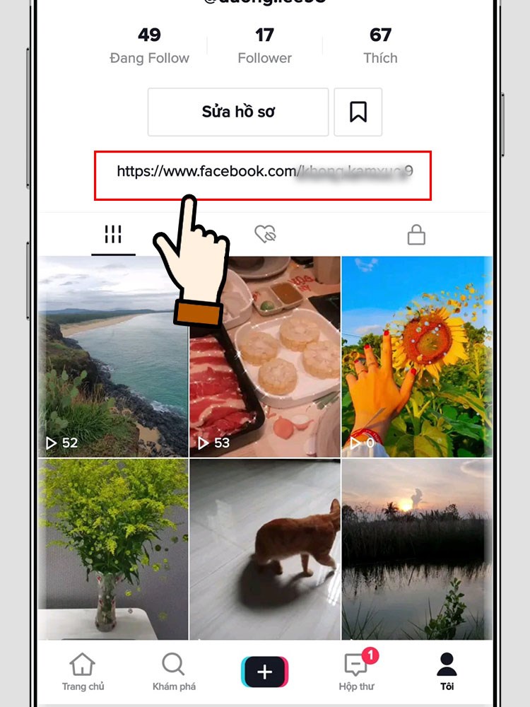Quay trở lại trang cá nhân, bạn sẽ thấy đường link Facebook đã được gắn Quay trở lại trang cá nhân, bạn sẽ thấy đường link Facebook đã được gắn