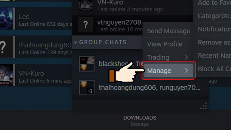 Nhấn chọn chuột phải > Chọn Manage Nhấn chọn chuột phải > Chọn Manage