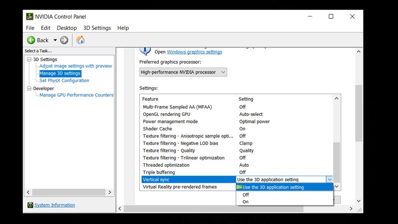Bật/Tắt VSync Bật/Tắt VSync