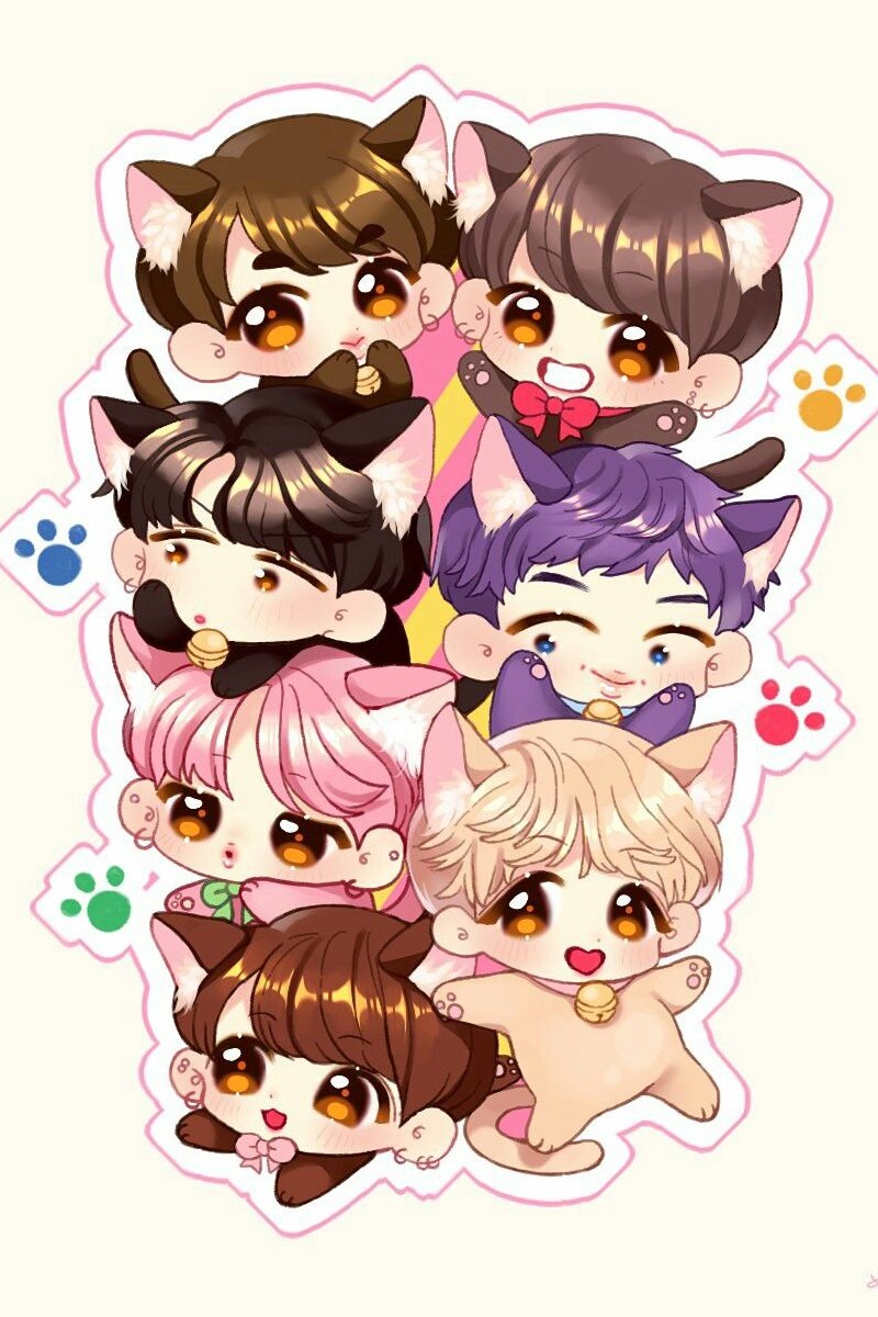 Chibi cả nhóm BTS - 1 Chibi cả nhóm BTS - 1