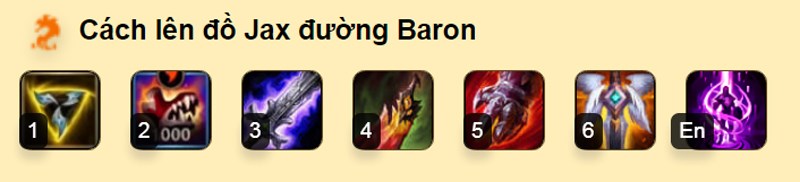 Cách lên đồ Jax đường Baron Cách lên đồ Jax đường Baron