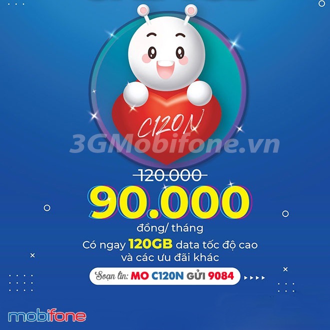 Đăng ký gói cước C120N Mobifone nhận 120GB data, gọi Free cả tháng