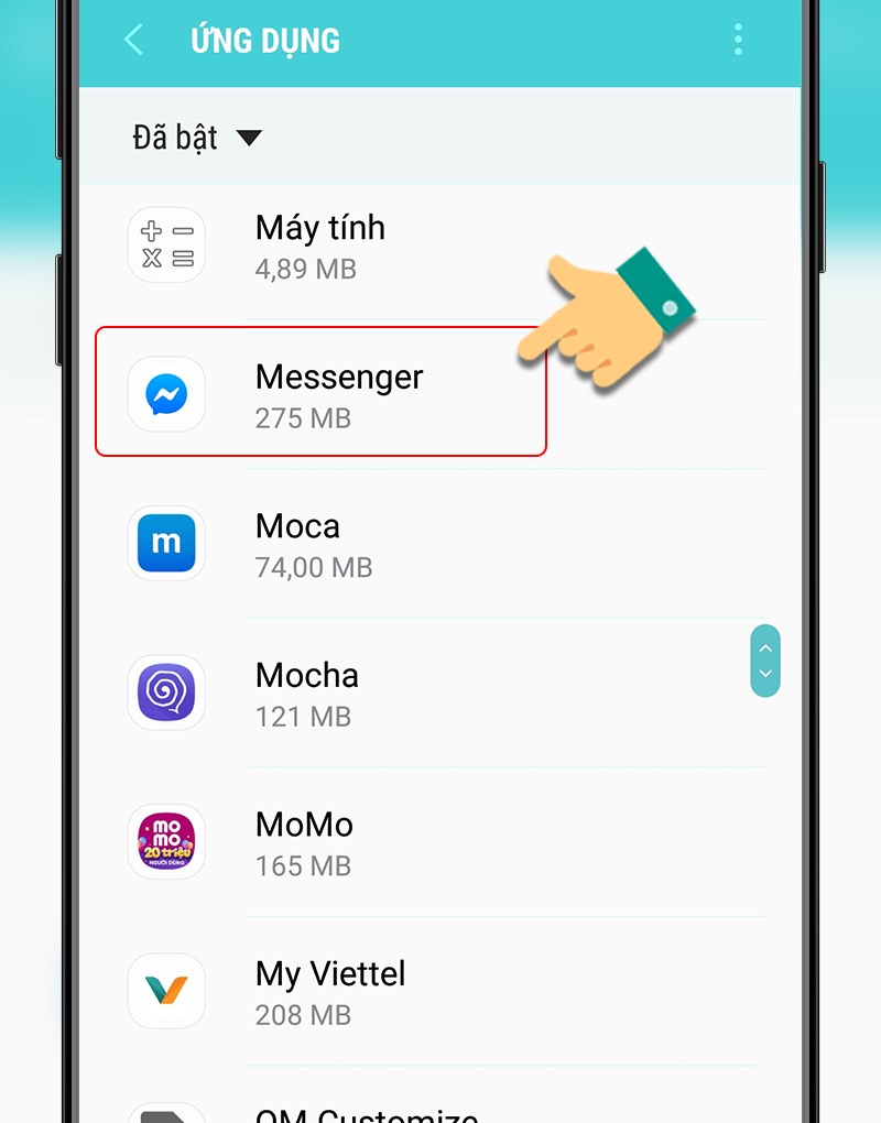 Nhấn vào Messenger Nhấn vào Messenger