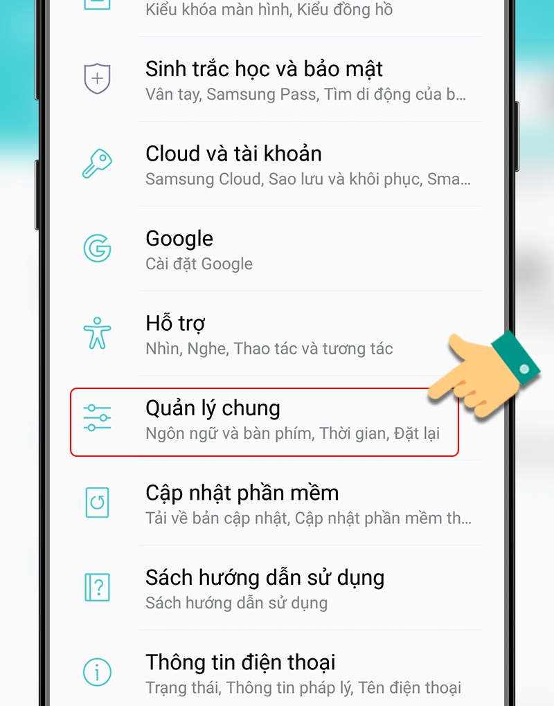 Chọn Quản lý chung Chọn Quản lý chung