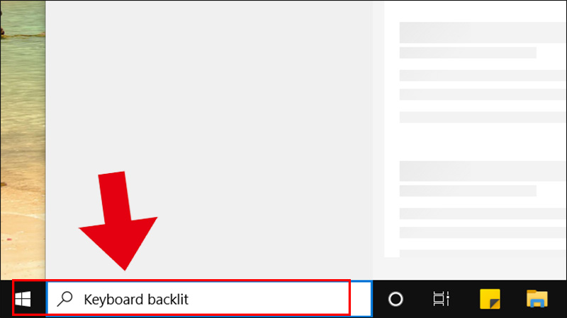 Nhập từ khóa “Keyboard backlit” vào khung Search