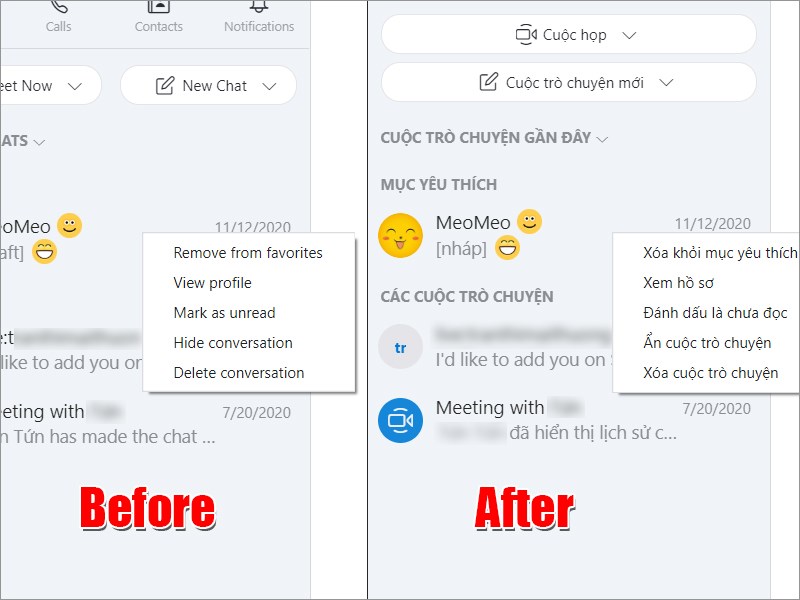 Trước và sau khi thay đổi Trước và sau khi thay đổi