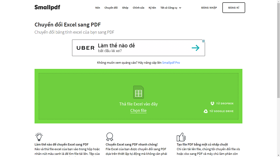 Cách chuyển Excel sang PDF online