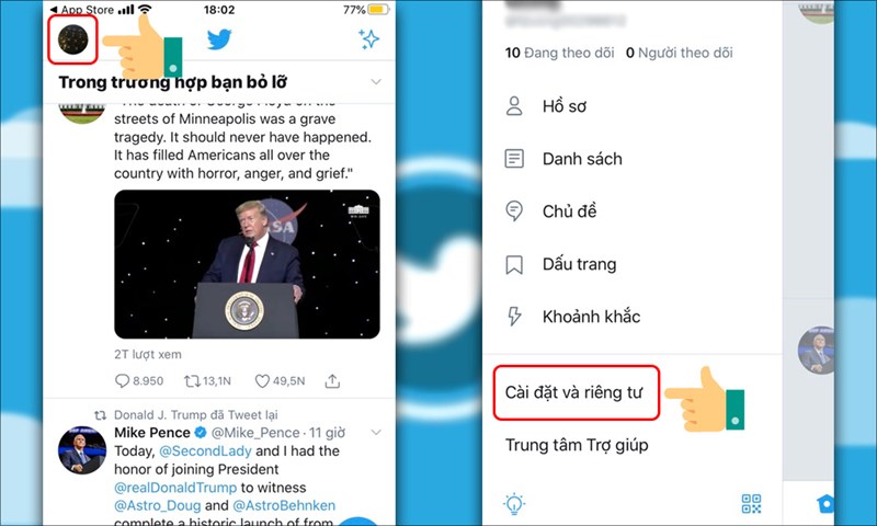 cach-dang-xuat-tai-khoan-twitter-tu-xa-tren-dien-thoai-va-may-tinh-7-800x480-1 Vào mục Cài đặt và riêng tư trên ứng dụng