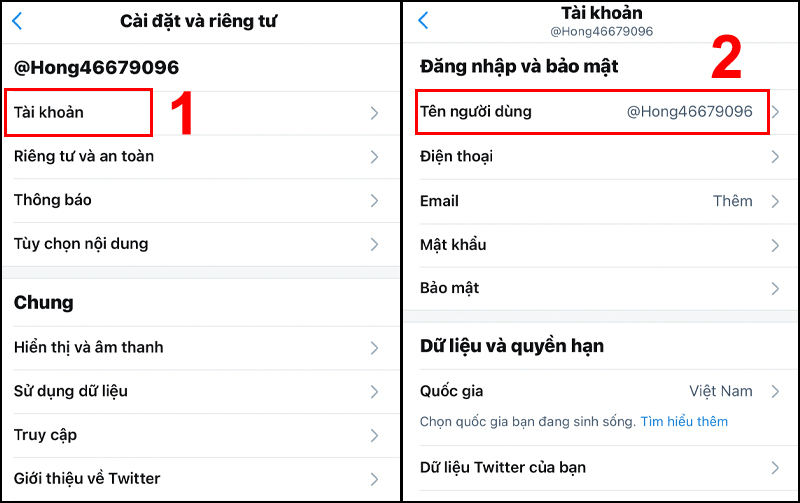 cach-doi-ten-dang-nhap-ten-hien-thi-twitter-tren-dien9 Bấm vào Tài khoản rồi nhấn vào tên người dùng của bạn