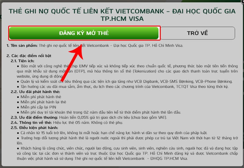 Chọn Đăng ký mở thẻ Chọn Đăng ký mở thẻ