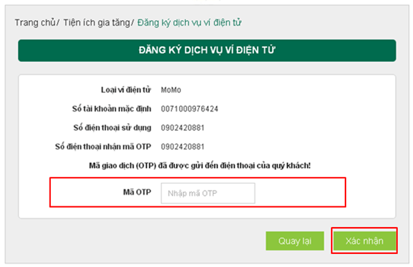 Cách liên kết MoMo với tài khoản ngân hàng Vietcombank