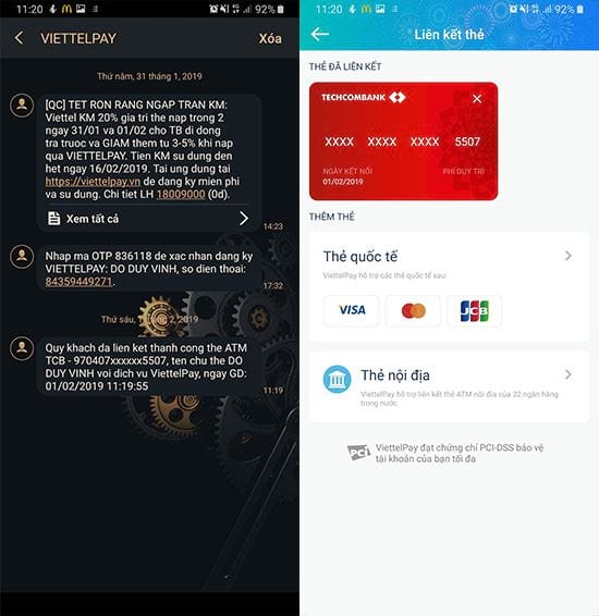 Cách liên kết thẻ ngân hàng với ViettelPay