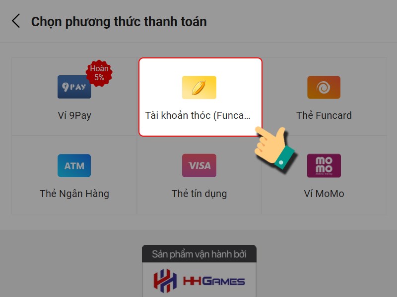 Thanh toán bằng Tài khoản thóc Thanh toán bằng Tài khoản thóc