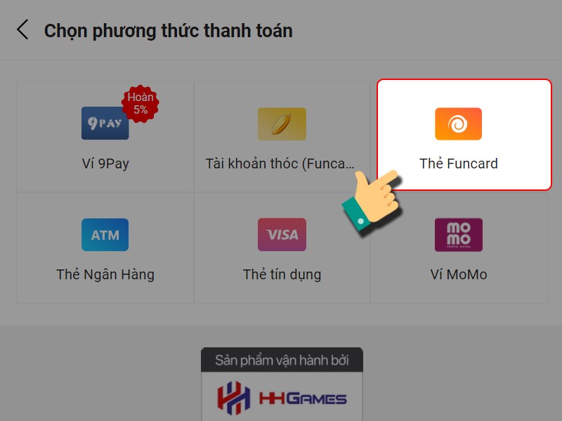 Nạp bằng thẻ Funcard Nạp bằng thẻ Funcard