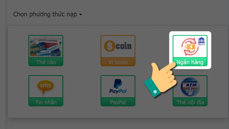 Chọn phương thức Thẻ ngân hàng Chọn phương thức Thẻ ngân hàng