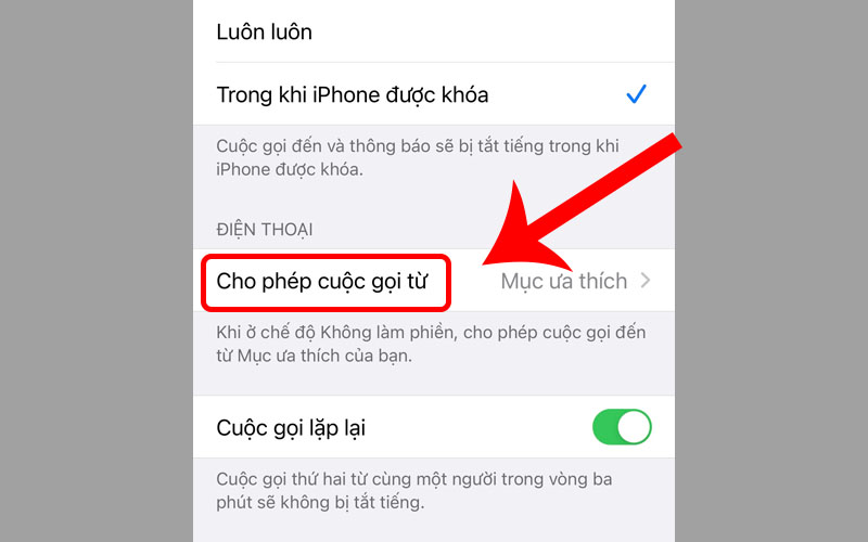 Chọn Cho phép cuộc gọi từ