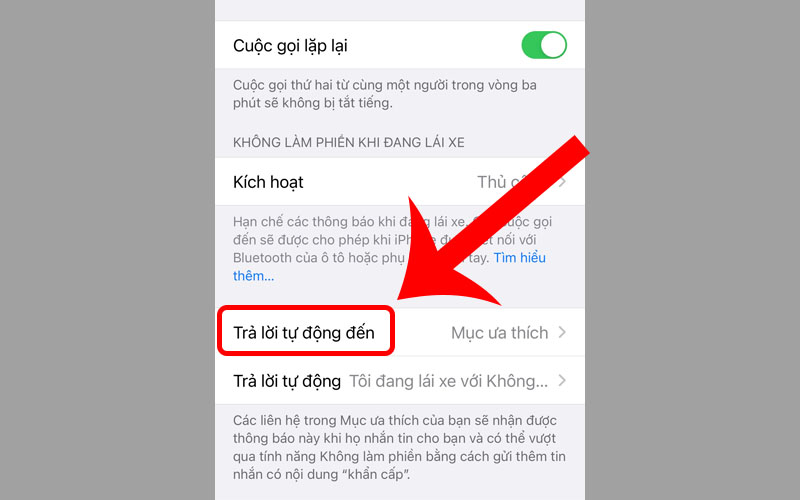 Chọn Trả lời tự động đến