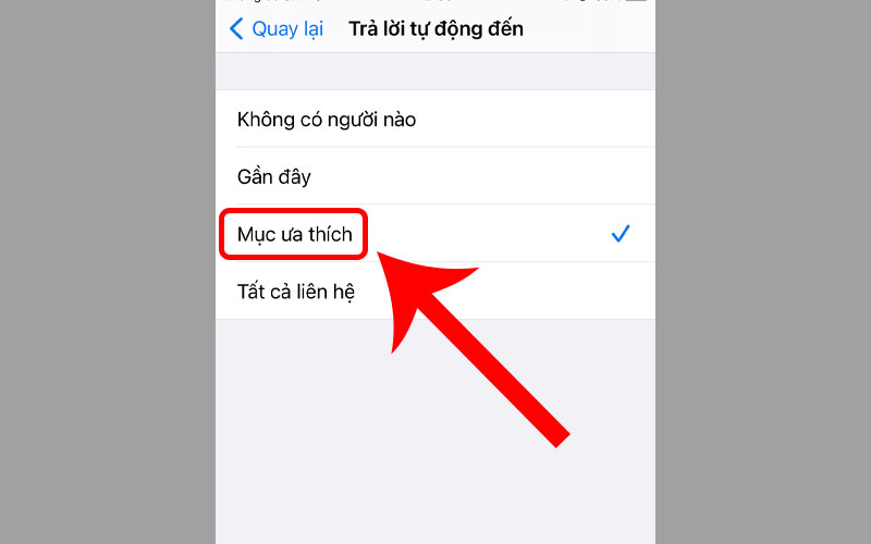Thiết lập danh sách trả lời từ động