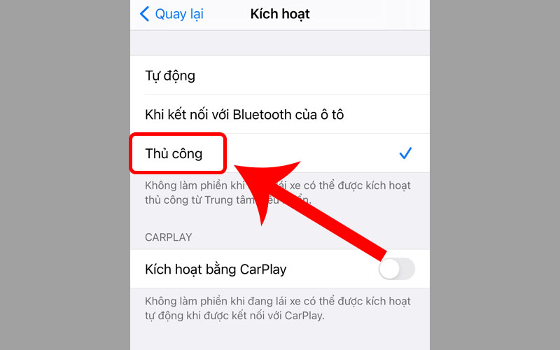 Chọn chế độ kích hoạt
