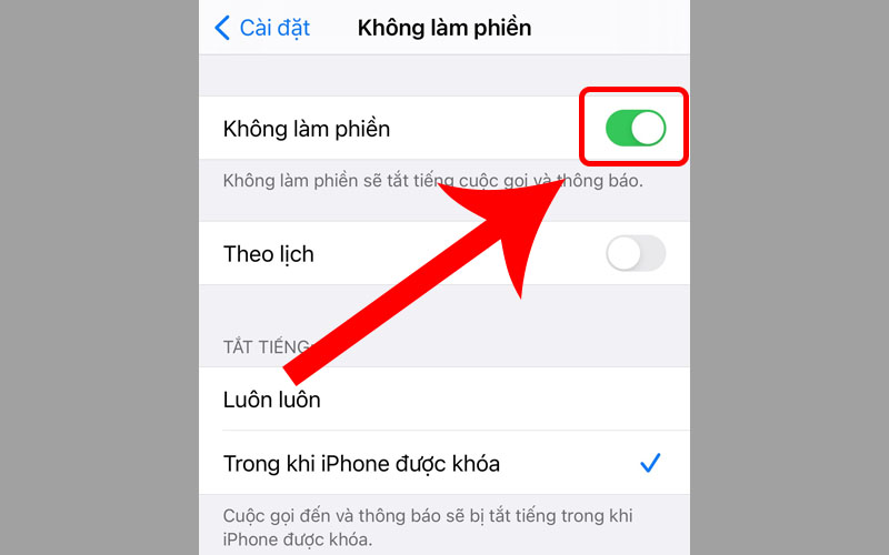Bật chế độ Không làm phiền