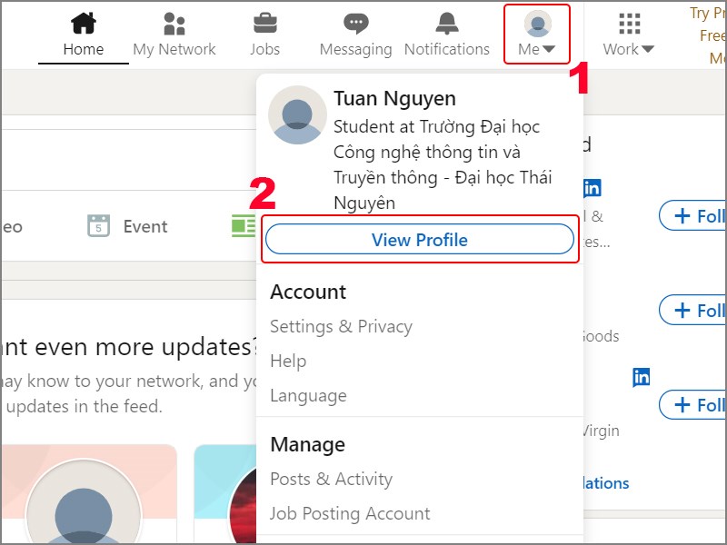 Chọn View Profile Chọn View Profile