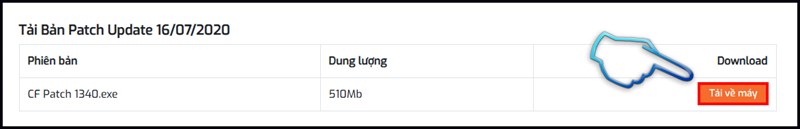 cach-tai-crossfire-dot-kich-phien-ban-moi-vtc-online-don-gian100-800x129-1 Bước 2: Tải bộ cài mới nhất (vd: hiện tại là CF Patch 1340) trên trang chủ, Chọn Tải về máy.