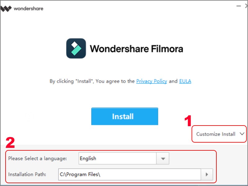 Nhấn vào Customize Install Nhấn vào Customize Install