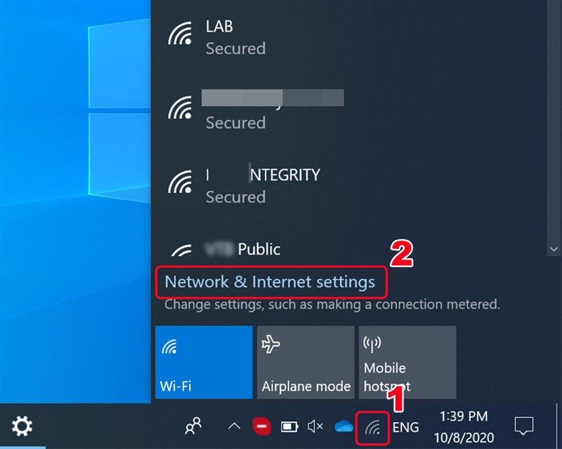 Chọn Network & Internet Settings Chọn Network & Internet Settings