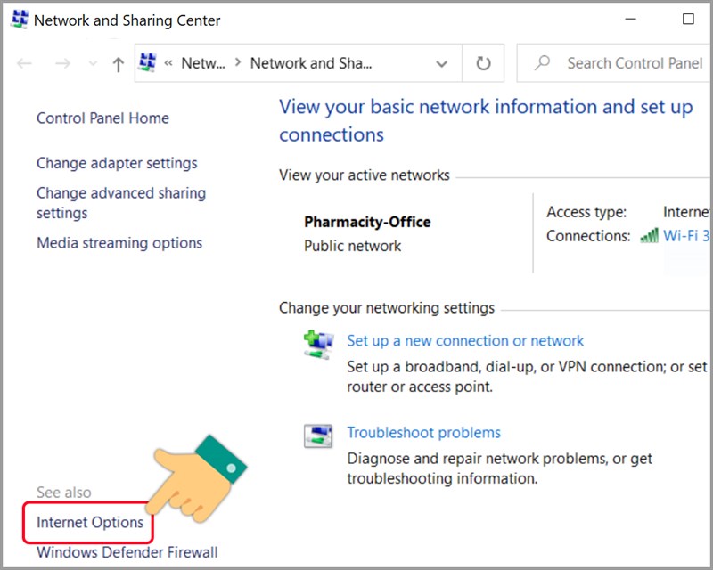 Nhấn vào Internet Options Nhấn vào Internet Options