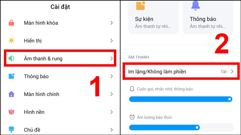 Chọn Im lặng/Không làm phiền